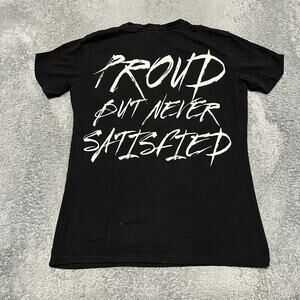 Alphalete Shirt Mens Large Performance Fit Black Proud But Never Satisfied